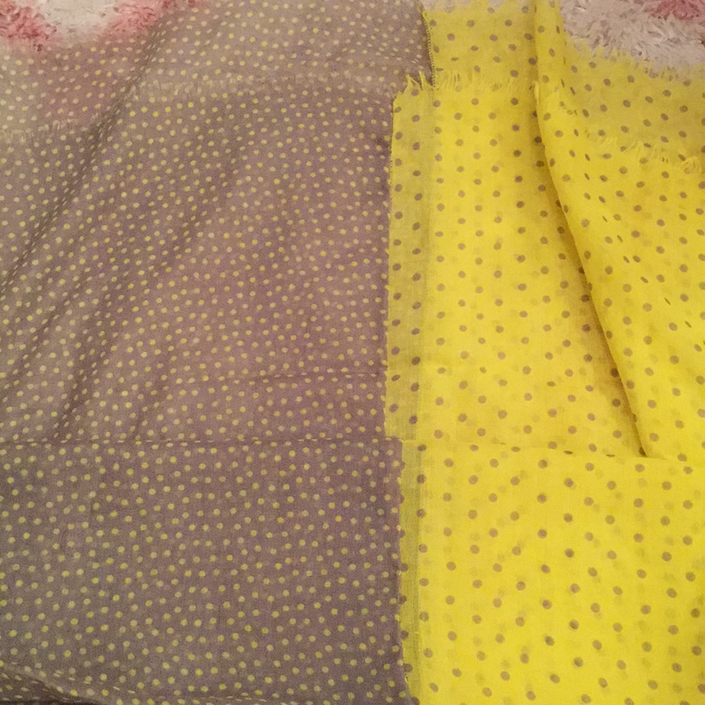 Neon Yellow and Grey Polka Dot Scarf, color block